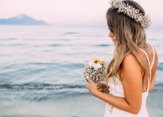 bride on beach with spray tan from glamour girl
