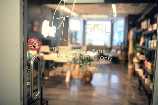 Brightly lit interior of the spray tanning salon in Chicago, IL