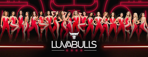 Chicago Luvabulls dance team in red uniforms with makeup by Glamour Girl Airbrush Tan
